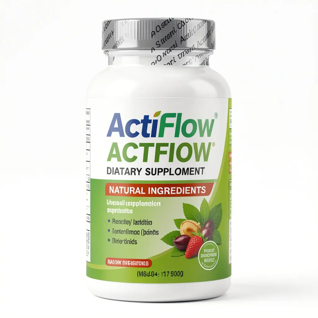 ActiFlow dietary supplement bottle with natural ingredients label